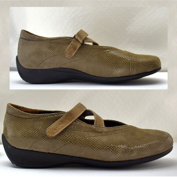 Wolky Passion Mary Jane Shoes Women's 8.5 Brown Embossed Leather Divine NEW - Picture 2 of 7